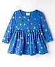 CUCUMBER Interlock Knit Full Sleeves Star Printed Frock - Blue