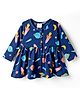 CUCUMBER Interlock Knit Full Sleeves Space Theme Printed Frock - Navy Blue