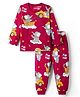 Babyhug Cotton Knit Full Sleeves T-Shirt & Pyjama Co-ord Night Suit With Elephant Print - Maroon