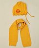 Yellow Bee Wool Knit Floral Applique Detailed Beanie Cap & Muffler Set - Yellow - Circumference 32 Cms