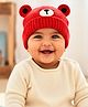Yellow Bee Wool Knit Teddy Designed Beanie Cap - Red - Circumference 34 Cms