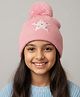 Yellow Bee Wool Knit Star Designed Sequins Embellished Beanie Cap - Pink - Circumference 44 Cms