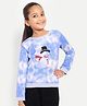 Nino Togs Cotton Knit Full Sleeves Tie Dye Snowman Embroidered Light Winter Sweatshirt - Blue