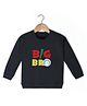Nino Togs Cotton Knit Full Sleeves Big Bro Text Embroidered Light Winter Sweatshirt - Charcoal