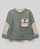Tacos Knitted Knit Full Sleeves Colour Blocked Sweatshirt - Sea Wood Green