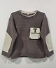Tacos Knitted Knit Full Sleeves Colour Blocked Sweatshirt - Brown