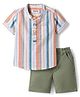 Babyhug Cotton Knit Half Sleeves Striped Shirt & Shorts Set - Multicolor