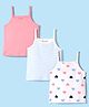 Kookie Kids Interlock Knit Sleeveless Slips With Heart Print Pack Of 3 - Pink White & Light Blue