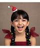 CHOKO Christmas Theme Handcrafted Beads Embellished Santa Hat Applique Detailed Hair Band - Red & Green