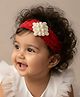 CHOKO Pearls & Beads Embellished Lace Headband - Red & White