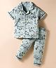CUCUMBER Sinker Knit Half Sleeves Co-ord Night Suit With Boat Print - Light Blue