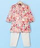Dapper Dudes Full Sleeves Floral Motifs Printed Kurta Pyjama Set - Pink
