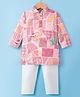Dapper Dudes Full Sleeves Floral Printed Kurta Pyjama Set - Pink