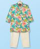 Dapper Dudes Full Sleeves Floral Printed Kurta Pyjama Set - Green