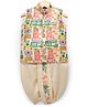 Dapper Dudes Sleeveless Floral Motifs Printed Kurta & Dhoti Set - Lemon