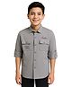CAVIO Cotton Woven Full Sleeves V Text Printed Shirt - Grey