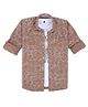 Charchit Cotton Woven Full Sleeves Geometric Printed Shirt With Tee - Brown