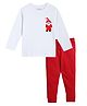 Etched Design 100% Cotton Knit Full Sleeves Wizard Printed Tee & Joggers Set - White & Red