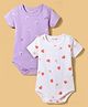Kookie Kids Interlock Knit Half Sleeves Onesies With Floral & Butterfly Print Pack of 2 - White & Lavender