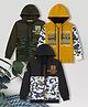 3PIN Cotton Knit Pack Of 3 Full Sleeves Camouflage & Typography Printed Light Winter Hooded Sweatjackets - Multi Colour
