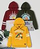 3PIN Knit Pack Of 3 Full Sleeves Urban & Into The Space Text Printed Light Winter Hooded Sweatshirts - Multi Colour