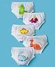 Doodle Poodle 100% Cotton Knit Dino Sticker Printed Briefs Pack Of 5 - White