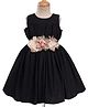Enfance Sleeveless FLoral Applique Detailed Knee Length Dress - Black