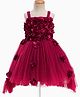 Enfance Sleeveless Floral Applique Detailed Knee Length Dress - Maroon