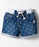 Little Kangaroos Denim Woven Knee Length Shorts with Hear Print - Blue