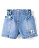 Little Kangaroos Denim Woven Knee Length Shorts with Floral Applique - Light Blue