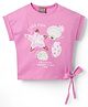 Little Kangaroos Knitted Half Sleeves Beach Theme Printed Top with Sequin Detailing - Pink