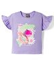 Little Kangaroos Knitted Half Frill Sleeves Tropical Theme Printed Top with Sequin Detailing - Purple