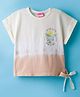 Little Kangaroos Knit Half Sleeves Top With Beach Print - Peach