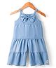 Little Kangaroos Denim Woven Sleeveless Jumpsuit With Bow Applique - Light Blue
