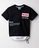 Little Kangaroos Knitted T-Shirt With Text Print - Black