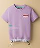 Little Kangaroos Knitted Half Sleeves T-Shirt With Text Print - Purple