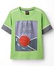 Little Kangaroos Knitted Half Sleeves T-Shirt with Basketball Graphic - Light Green