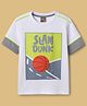 Little Kangaroos Knitted Half Sleeves T-Shirt with Basketball Graphic - White