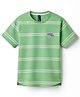 Little Kangaroos Knitted Half Sleeves Striped T-Shirt - Light Green
