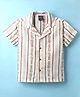 Little Kangaroos Knitted Woven Half Sleeves Printed Shirt - White & Brown