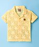 Little Kangaroos Knitted Woven Half Sleeves Shirt With Tree Print - Mustard