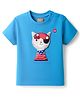Little Kangaroos Knitted Half Sleeves T-Shirt with Kitty Applique - Blue