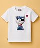Little Kangaroos Knitted Half Sleeves T-Shirt with Kitty Applique - Blue