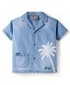Little Kangaroos Denim Woven Half Sleeves Shirt With Floral Print - Blue