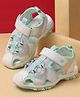 Cute Walk by Babyhug Velcro Closure Sandals With Heart Applique - Green