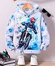 Bolly Lounge Cotton Knit Full Sleeves Biker Printed Light Winter Hooded Sweatshirt - White