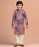 KISAH Viscose Woven Full Sleeves Abstract Printed Kurta Pyjama Set - Multi Colour