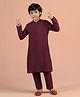 KISAH Silk Woven Full Sleeves Solid Kurta Pyjama Set - Maroon