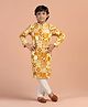KISAH Cotton Woven Full Sleeves Abstract Printed Kurta Pyjama Set - Yellow