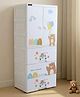 Babyhug 4 Layer High Density Plastic Storage Cabinet Bear & Balloon Easy to Assemble Storage Organizer Smooth Wheels Easy Access Draws Easy Maintenance Cloths Toys & Book Organizer- White